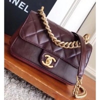 Good Product Chanel Calfskin Quilting Chain Flap Small Shoulder A94515 Burgundy