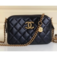Pretty Style Chanel Calfskin Quilting Shoulder Camera Case Bag A90130 Black 2019