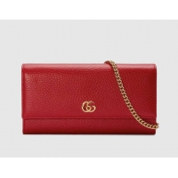 Purchase Gucci GG Marmont leather chain wallet 546585 Hibiscus red