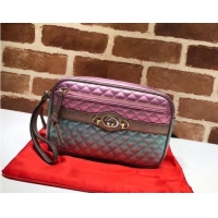 Luxury Cheap Gucci Calfskin Leather Clutch bag 447632 Pink&Gold&Green