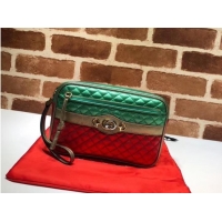 Unique Discount Gucci Calfskin Leather Clutch bag 447632 Red&Gold&Green