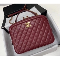 Most Popular Chanel vanity case Calfskin & Gold-Tone Metal A57906 Burgundy