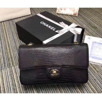Duplicate Chanel classic handbag Lizard A01112 Black