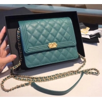 Classic Practical Boy chanel clutch with chain A84433 Blackish green