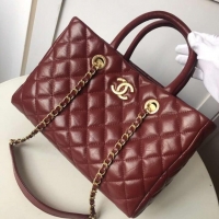 Duplicate Chanel large shopping bag Aged Calfskin & Gold-Tone Metal A57974 Burgundy