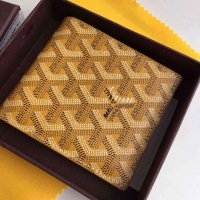 Newest Men Goyard Short 6 Card Slots Billfold Wallet 020085 Yellow