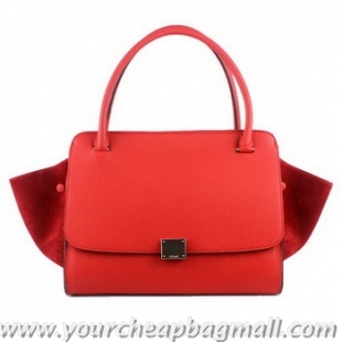 Grade Celine Trapeze Bag Clemence Leather 18024 Red