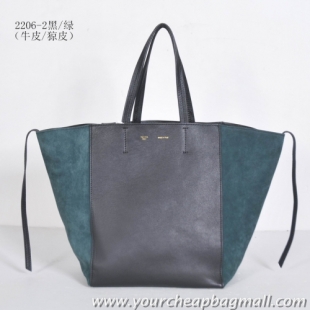 Lowest Price Celine Cabas Phantom Large Shopping Bag 2206 Black&Green