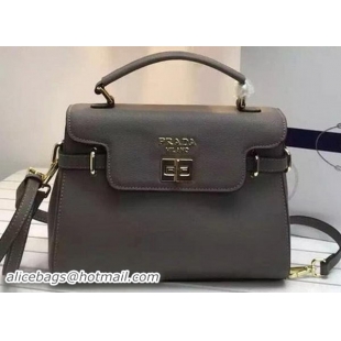 Low Price Prada Grainy Leather Top Handle Bags BN0911 Grey