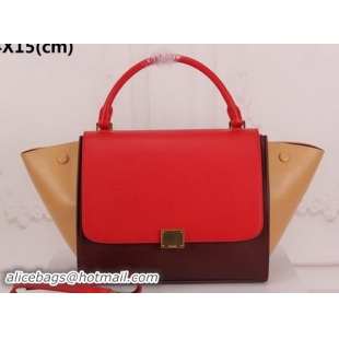 Big Discount Celine Trapeze Bag Original Suede Leather CT3342 Red&Brown&Apricot