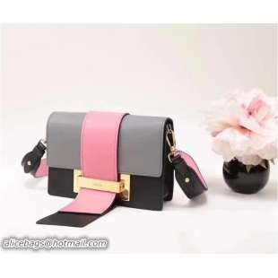 Best Price Prada Metal Ribbon Calf Leather Bag 1BD068 Pink/Black/Gary
