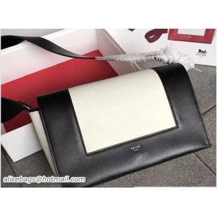 Original Cheap Celine Shiny Smooth Calfskin/Textile Medium Frame Shoulder Bag Spring 71818 Ivory/Black