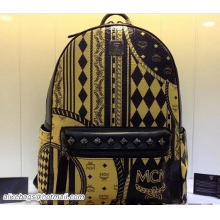 Shop Duplicate MCM Stark Baroque Print Backpack Bag 81031 Yellow