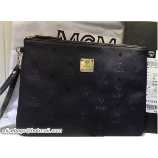 Luxury MCM Stark Ipad Pouch Clutch Bag with Wristlet 81035 Odeon Black