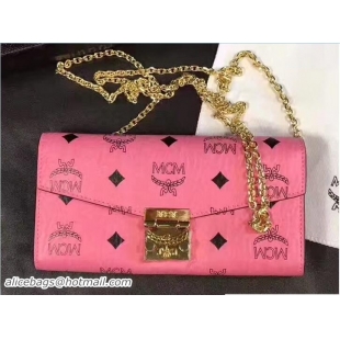 Purchase MCM Large Patricia Visetos Two Fold Wallet With Chain 81218 Pink