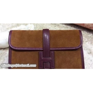 Good Looking Hermes Epsom Suede Patchwork Long Wallet Clutch Bag 41501 Purple