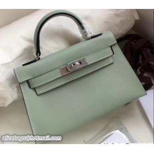 Unique Style Herme Kelly 20 Mini II Bag Original Epsom Leather 110505 Pale Green