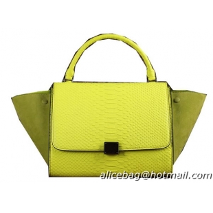 Celine Trapeze Top Handle Bag Snake Leather 3342 Lemon