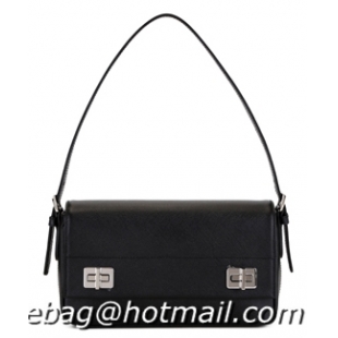 Prada Saffiano Leather Flap Bag BR5083 Black