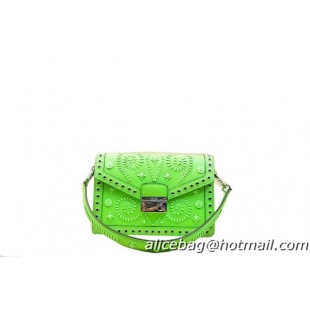 Prada BN924E Green Saffiano Leather Flap Bag