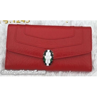 BVLGARI Wallet Pochette in Calf Leather BG1243 Red