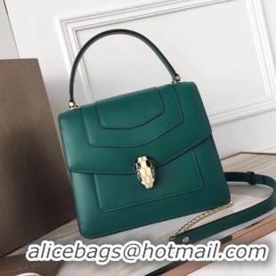 Luxury BVLGARI Original Calfskin Leather Tote Bag 3781 Green