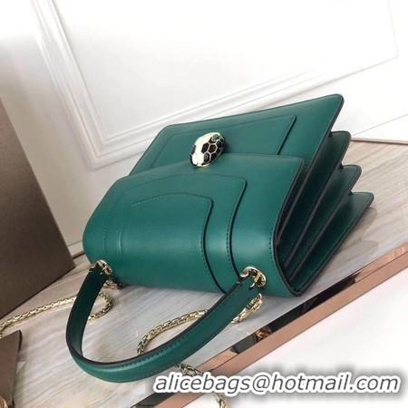 Luxury BVLGARI Original Calfskin Leather Tote Bag 3781 Green