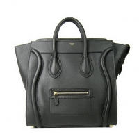 Celine Luggage Boston Tote Bags All Calfskin Leather C0192 Black