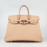 Hermes Birkin 35cm Pearl Veins Leather Bag Light Orange 6089 Gold Hardware