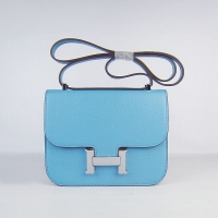 Free Shipping Hermes H2017 Light Blue Leather Silver Hardware
