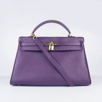 Hermes Kelly 35cm Togo Leather Bag Purple 6308 Gold Hardware