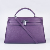 Hermes Kelly 35cm Togo Leather Bag Purple 6308 Silver Hardware