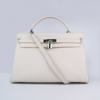 Hermes Kelly 35cm Togo Leather Bag Beige 6308 Silver Hardware