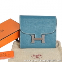 Best Price Hermes Constance Togo Leather Wallets A608 Blue