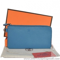 High Quality Hermes Zipper Cards Wallet Togo Leather A908 Blue