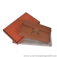 Good Quality Hermes Constance Long Wallets Calfskin Leather H6023 Camel Gold