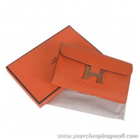 Most Popular Hermes Constance Long Wallets Calfskin Leather H6023 Orange Gold