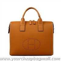New Design Hermes Mens Briefcase Calf Leather H1289A Camel