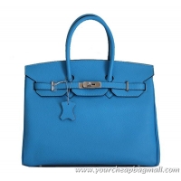 Sales Hermes Birkin 35CM Tote Bag Blue Clemence Leather H6089 Gold