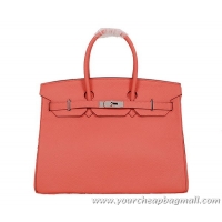 Reasonable Price Hermes Birkin 35CM Tote Bag Light Red Clemence Leather H35 Silver