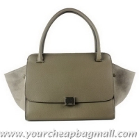 Best Product Celine Trapeze Bag Nubuck Leather & Calfskin 18024 Khaki