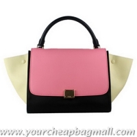 Unique Free Shippings Celine Trapeze Bag Calfskin Leather 88037 Pink&Black&Off White