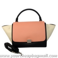 New Fashion Celine Trapeze Bag Original Leather C006 Pink&Black&OffWhite