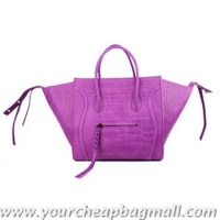 Cheap Price Celine Luggage Phantom Shopper Bags Croco Leather 88033 Purple