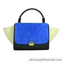 Celine mini Trapeze Top Handle Bag Original Leather C88039 Blue&Black&Beige