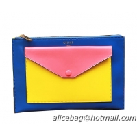 Celine Pocket Handbag in Seashell Smooth Calfskin 17538 Pink&Blue