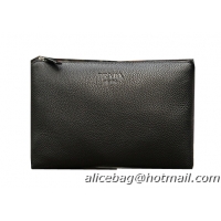 Prada Grainy Leather Clutch P66233 Black