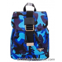 Prada Microfiber Nylon Drawstring Backpack Bag BZ1562 Blue