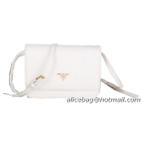 Prada Saffiano Leather Flap Shoulder Bag BT1213 White