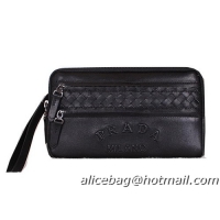 Prada Calfskin Leather Clutch P51462 Black